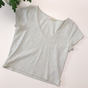 Monk and Lou Heathered Light Blue/Grey Fitted Tee Medium